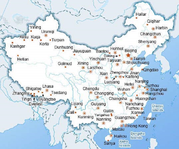 Map Of China Cities In English - United States Map